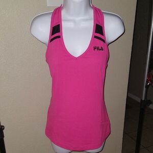 FILA Hot Pink Racerback Tank with Built In Bra